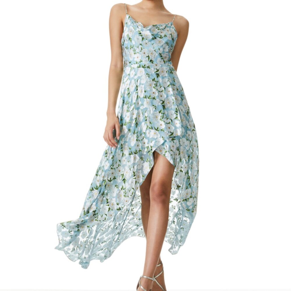 Alice + Olivia CHRISTINA HIGH LOW MIDI DRESS